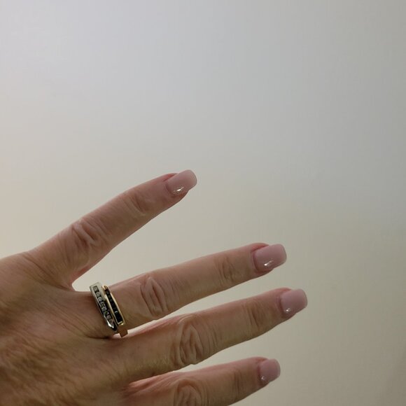 **SOLD**EFFY Diamond & Sapphire Ring Set in 2-Tone 14k Yellow & White Gold, 7.25 - Picture 9 of 9